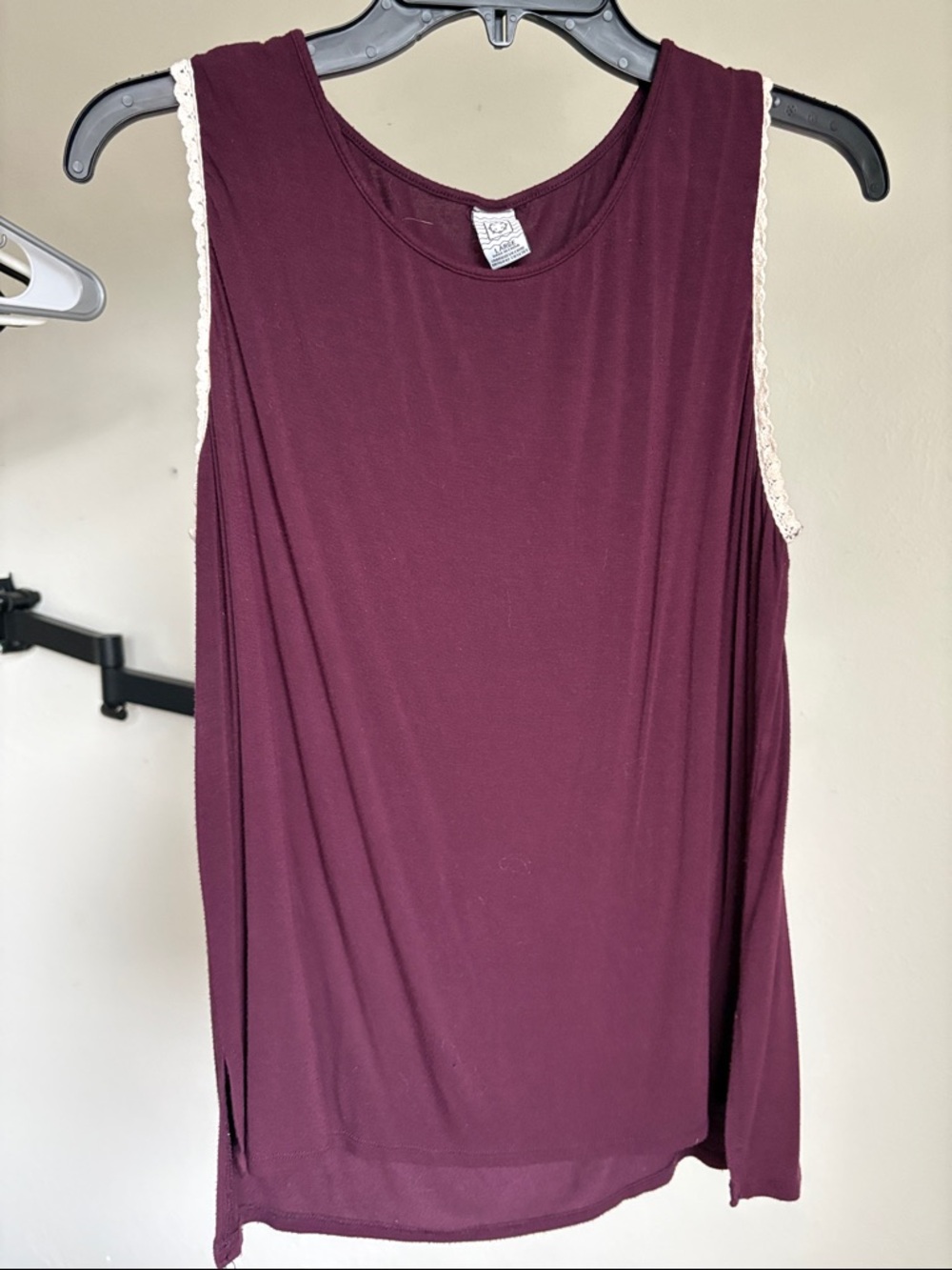 Empyre Burgundy Sleeveless Tank with Lace Trim
